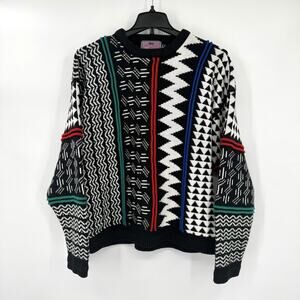 Vintage 90s Concrete Mix Acrylic Sweater Cosby Style 3D Biggie Men's Size XL